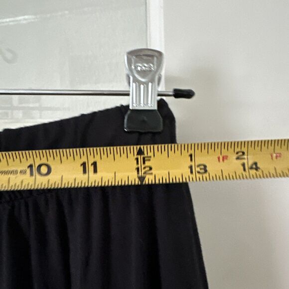 Midi Black Faux Wrap Skirt Womens Medium Stretch Pull On Elastic Waist - Picture 7 of 10